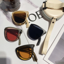 New folding sunglasses female senior sensation ins net red Korean version personality retro big face Thin Polarized Sunglasses Man