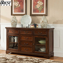 American antique simple solid wood dining side cabinet old wine cabinet Kitchen dishes cabinet living room multi-function entrance locker