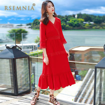 Rsemnia Korean Beach Dress Thailand Bali Seaside Holiday Skirt Dress Bohemia Long Dress Tide