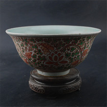 Daming red and green color hand-painted folk kiln flower figure bowl old antique porcelain collection home decoration decoration hotel classical decoration