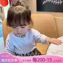Hong Kong girl T-shirt 2020 new white base shirt Korean version of female baby girl children Spring cotton cotton long sleeve Z