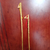 Purple bamboo ink bamboo Arhat whip Bamboo root natural old material Bamboo whip ring ruler Handmade bamboo crafts text play toys