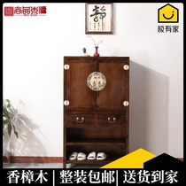 New Chinese style solid wood partition cabinet entrance hall Hall Hall simple living room antique shoe rack camphor wood storage storage shoe cabinet