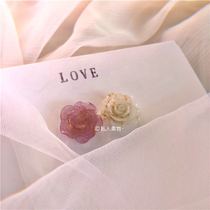 Supersens Wind Korea Jedi Elegant Gold Leaf Rose Purple White 925 Ear Clip Earrings