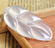 Male and female couples pure natural white chalcedony leaves jade pendant ice white agate necklace leaves make a fortune overnight