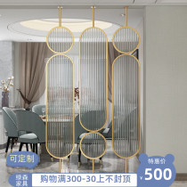 Light luxury Changhong glass art screen Entrance door partition decoration Lobby half-blocked wall Wrought iron stainless steel