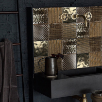 Metal Glazed Handmade Brick Multicolored Small Square Brick Cafe Art Retro Brick Background Wall Tile Image Wall Bar