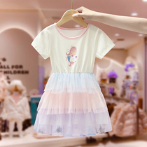 Girls' dress Summer 2022 New children's dress Purple Little Girl Princess Skirt Summer short sleeve skirt