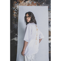 TUYUE coated moon original silk light cotton white middle sleeve T-shirt summer intellectual elements wind small neckline loose outline blouse