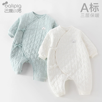 Newborn baby clothes winter sleeping clothes thickened newborn baby monk clothing warm baby jumpsuit autumn and winter