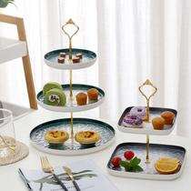 Creative ceramic multi-layer dessert rack plate Afternoon refreshment heart cake plate Dessert fruit tray Living room candy tray