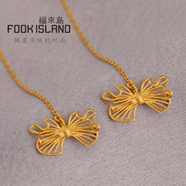 Fulai Island gold ear wire 999 pure gold butterfly earrings delicate earrings pure gold earrings ancient gold earrings female