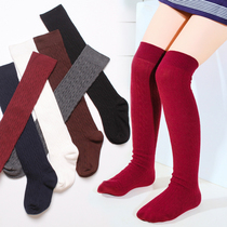 Childrens mid-tube socks Knee-high tube socks Girls stockings Pile pile socks Spring and autumn thin section boys football socks