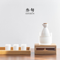 Thirty-year-old mutton white porcelain wine wine Ware Japanese hot wine pot household heating wine wine glass cooking wine set