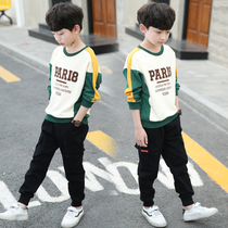 Boys autumn childrens Western style sweater 2021 new autumn boys top childrens base shirt tide Korean version of the t-shirt