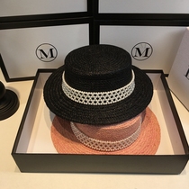 French new straw hat children summer small frescoed recessed styling flat top wide eaves mesh red sun hat sun hat