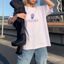 97BONES 2019 original summer cola ice cream print round neck short sleeve solid color half sleeve bottomed cotton TEE