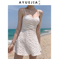 2021 new swimsuit womens one-piece dress Conservative belly thin body shaping sexy hot spring bath suit Korea ins