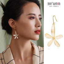 Ear clip without ear hole female earrings Xianqi Forest Flower face thin long temperament earrings on the new Forbidden City
