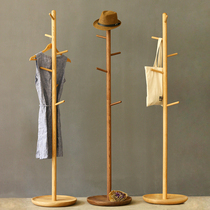 Hanger entrance vertical creative wooden coat rack home floor bedroom simple Nordic solid wood clothes shelf