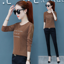 Summer base shirt 2021 net red ins super fire new spring and autumn long-sleeved t-shirt top womens purple small shirt tide