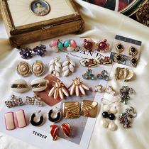 Overseas Western antique vintage earrings wedding banquet rhinestones wild grandmother green earrings W1