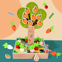 Fun radish toy children woodpecker magnetic catch insect three-in-one parent-child interactive wooden Happy Farm