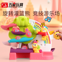 Five-star two-in-one speed car slide slam dunk bear childrens multi-layer slide track toy gliding car boy puzzle