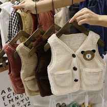 Childrens wear baby coral velvet 2021 autumn winter clothes new boys and girls autumn waistcoat childrens warm Joker vest