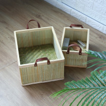 Bamboo woven large storage basket sundries and snacks storage basket Fruit basket Bamboo plaque with double handle storage box Bamboo products