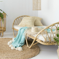 Natural Rattan childrens bed Bed and Breakfast Hotel Single childrens bed ins Nordic Japanese rattan woven bed Rattan chair sofa bed