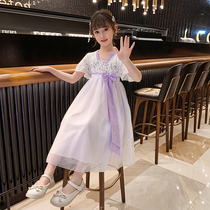 Hanfu girls dress with dress and summer clothes 2022 new Summer Ocean Gas Grand Scout princess dress Childrens dress