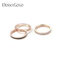 Titanium Steel Index Finger Ring Female Ins Tide Minimalist About Personality Fashion Lukewarm Wind Three Sets Light Extravagant and Elegant Rings
