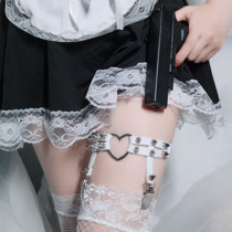 Punk leg ring PU sexy garter with dark Harajuku leg strap love cat head demon wing hard sister foot ring