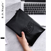 BOMaple leather clutch mens new fashion mens first layer casual large capacity personality trend envelope bag