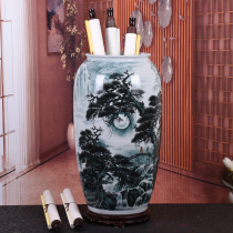 Jingdezhen ceramic pastel hand-painted large vase calligraphy and painting storage cylinder living room decoration reel cylinder cylinder cylinder