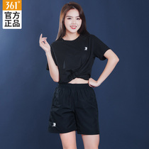 361 Sports Suit Lady Short Sleeve T-shirt Summer New Sport Running Fitness Ice Silk Speed Dry 50% Pants Shorts