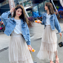 2021 Spring and Autumn New Slim Korean Joker Jacket Small Long Sleeve Top Denim Coat Women Short Diamond