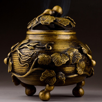 Large incense burner pure copper furnace gourd aroma diffuser Buddha equipment crafts home accessories feng shui decoration