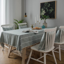 Coffee tassel tablecloth American country fabric cotton and linen clear net red ins rectangular table cloth tea table mat