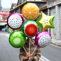 Child Cartoon Handheld Aluminum Film Fruit Balloon Pendulum Stall Microquotient Push Sweep Code Small Gift Watermelon Fire Dragon Fruit with pole