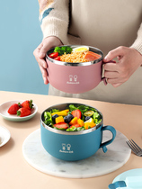 304 stainless steel instant noodle bowl large tableware with lid portable single student dormitory cafeteria rice bowl lunch box