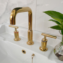 Butterfly pottery bathroom retro style three-hole basin faucet export UK 8 inch pure copper hot and cold can be customized color