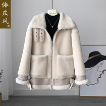 Real sheep fur one female 2020 autumn and winter New Haining fur wool sheep cut jacket