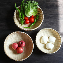 Bamboo dustpan round cat nest farm bamboo products storage basket Household bamboo sieve fruit basket Drain vegetable round basket