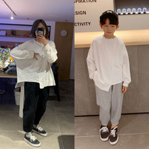 Clearance does not return boys base shirt childrens clothing children thick white long sleeve T-shirt parent-child cotton loose