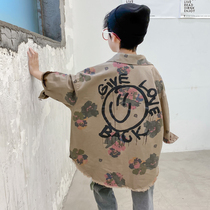 Boys coat autumn 2021 new childrens foreign style spring and autumn handsome middle and Big Boy jacket Korean version of tide clothes