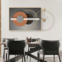 Modern luxury restaurant electric meter box decorative painting with clock push-pull hanging cover box horizontal version large size switch box
