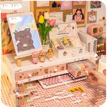 ins desktop frame laptop pad height storage girl office desk computer monitor shelf