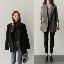 2021 autumn new casual small blazer womens mid-length Korean loose thin all-match professional suit